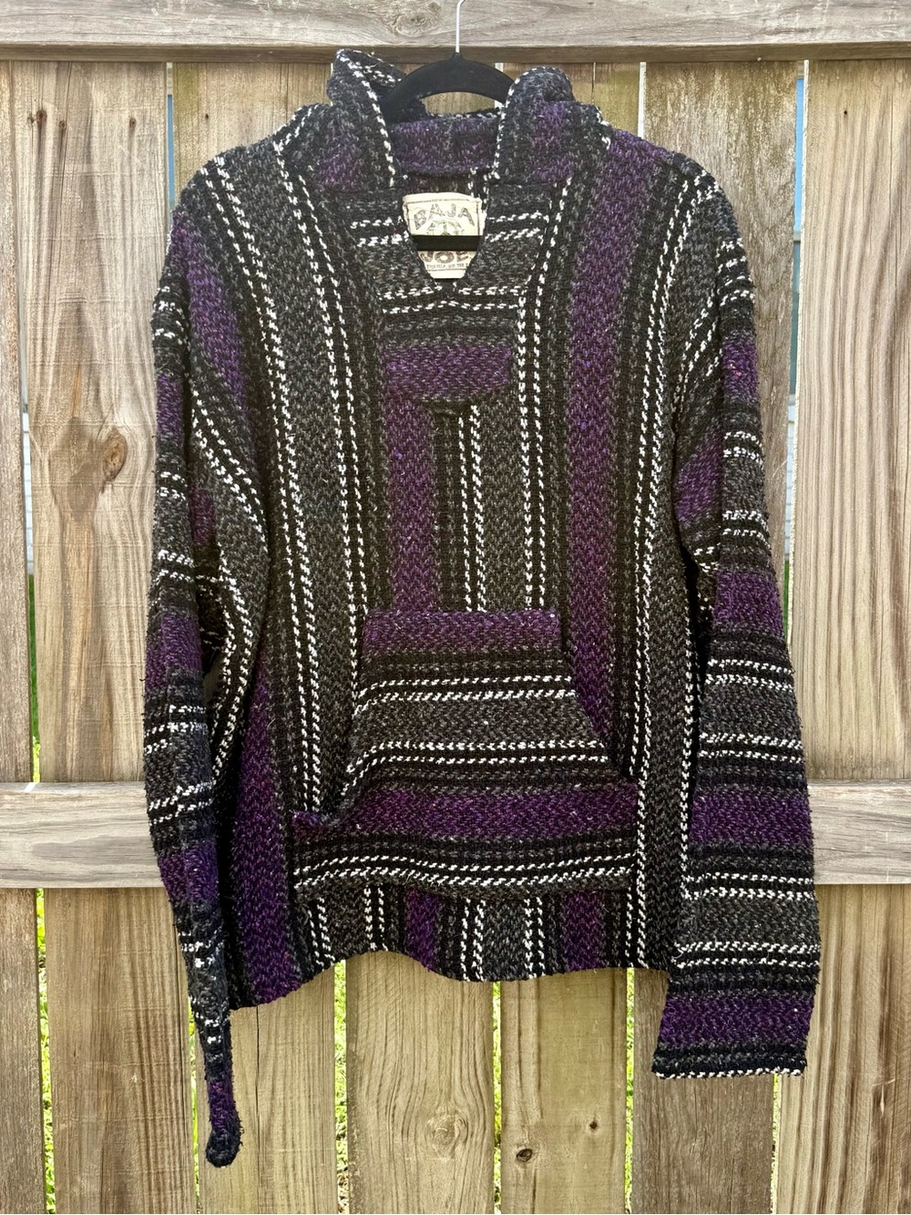Y2K Baja Joe Purple Rag Pullover Boho Unisex Hoodie Sz Large